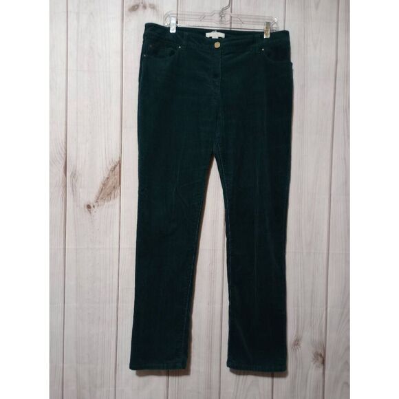 Chico's Pants Ladies 12 Chico's 2 Green Corduroy Straight Leg Western Dark Acade - Picture 1 of 8